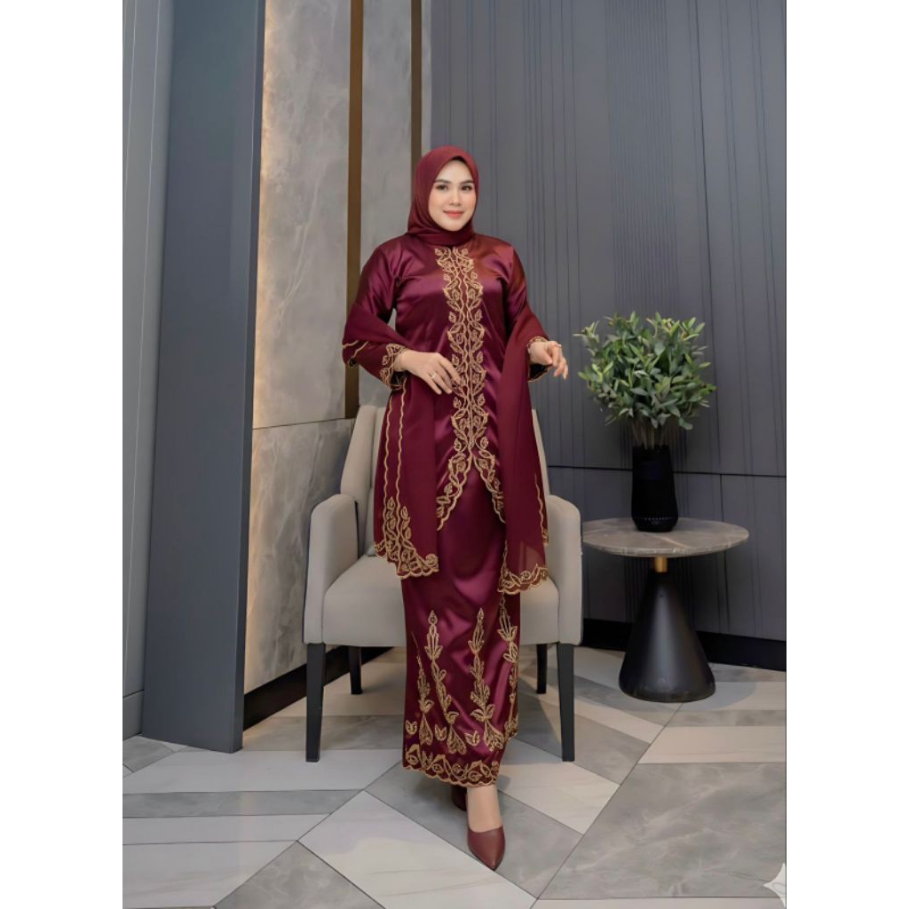 BAJU KURUNG MELAYU MEWAH SET SELENDANG, BUSUI FRIENDLY, KURUNG MALAYSIA, BAJU SERAGAM KELUARGA UNTUK