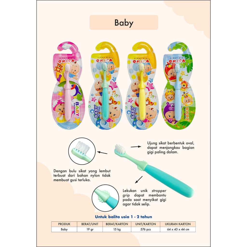OMICA BABY Sikat Gigi Bayi Anak Balita usia 1 sampai 3 tahun