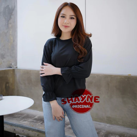 Kaos Blouse Balon Wanita Kaos Lengan Panjang