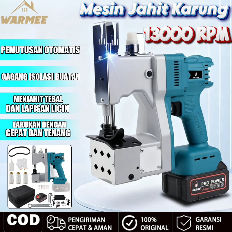 WARMEE Mesin Jahit Karung Cordless Bag Mesin Paket Tas Woven Beras Kantong Goni Mesin Jahit Karung