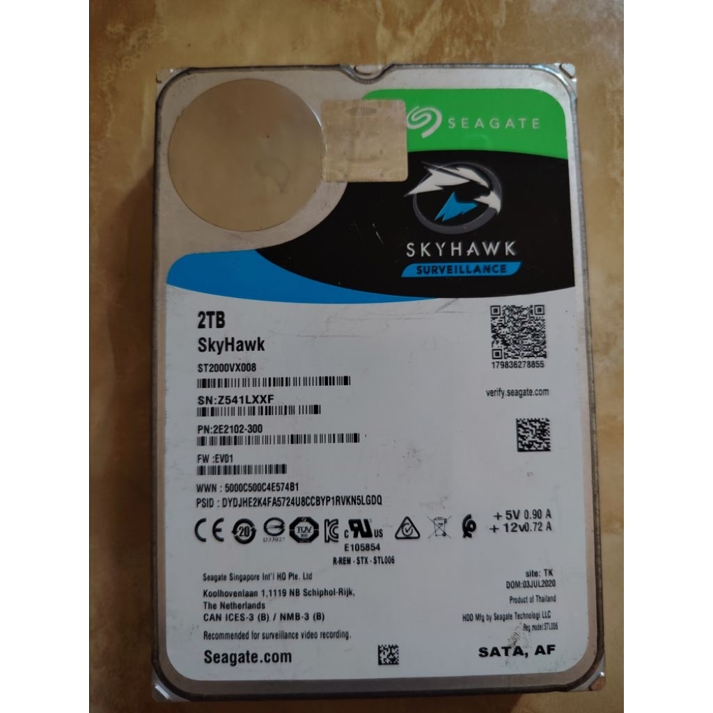 Hardisk Segeate Skyhawk Surveillance 2TB Internal Cctv Hardisk 3.5 Second