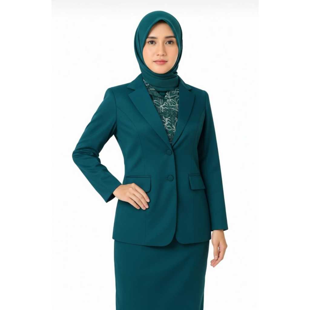 Setelan Blazer PKK Wanita Bonus Hijab Pin