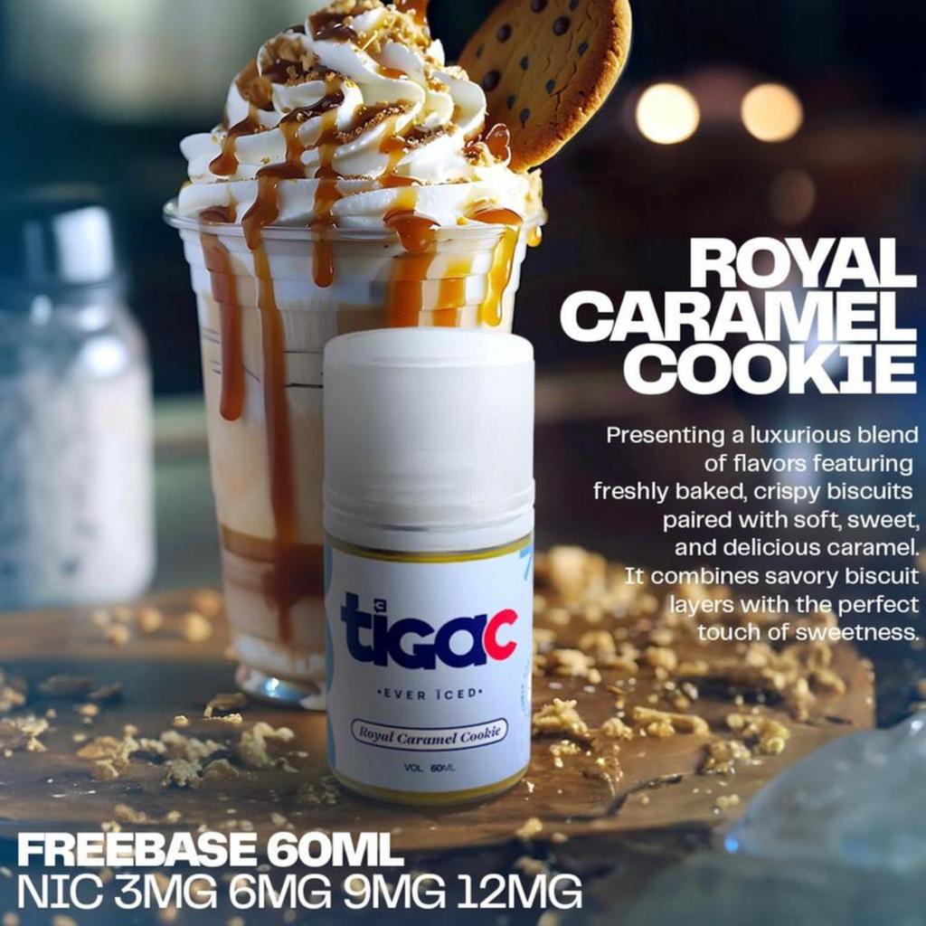 Tigac Royal Caramel Cookie 60ML by Tigac / Liquid Tigac Ever Iced Royal Caramel Cookie [ VAPEKU88 ]