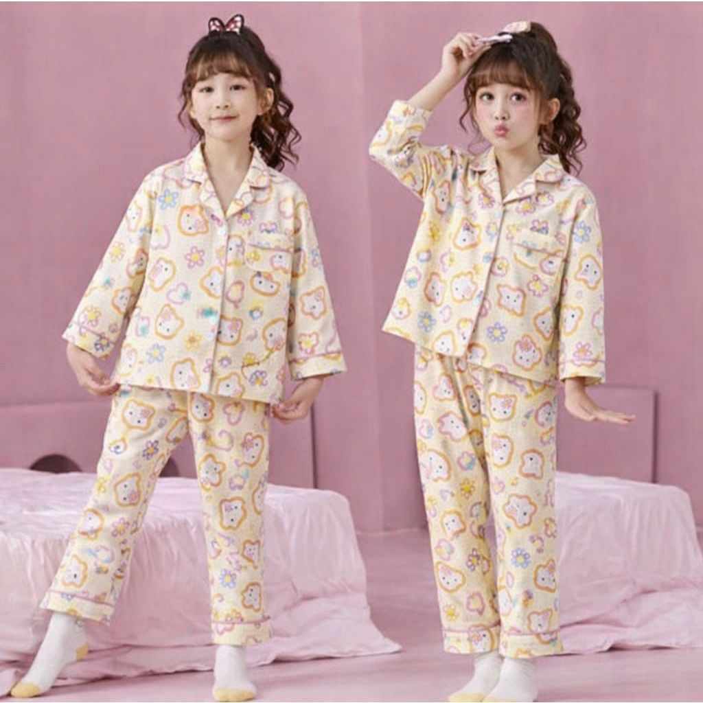 BAJU TIDUR PIYAMA PP 3 KAOS CRINKLE ANAK BALITA REMAJA TANGGUNG 4-15TAHUN KATUN IMPORT BERKUALITAS U