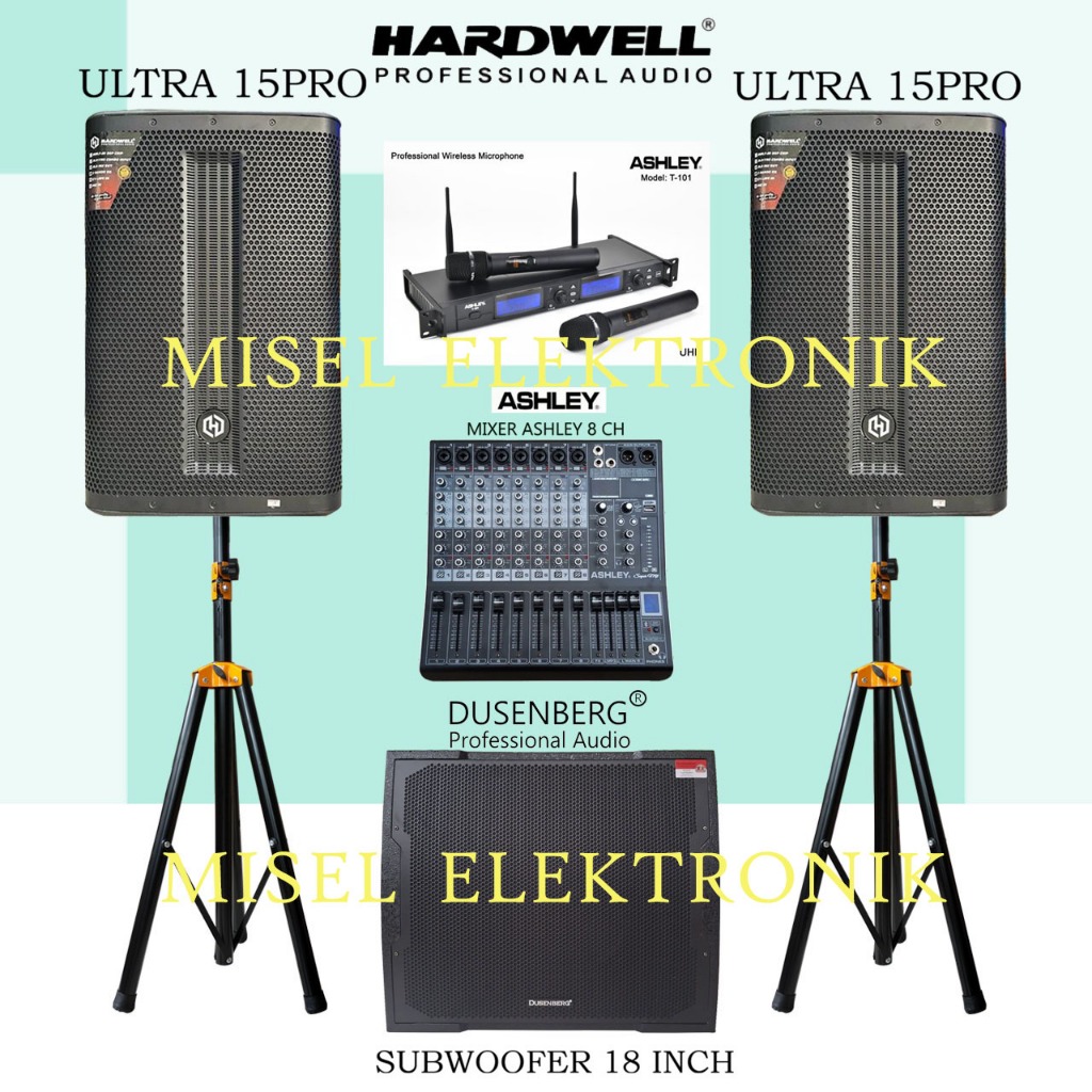 Paket Sound System Outdoor Speaker AKtif 15 Inch Hardwell ULTRA 15PRO Subwoofer 18 Inch