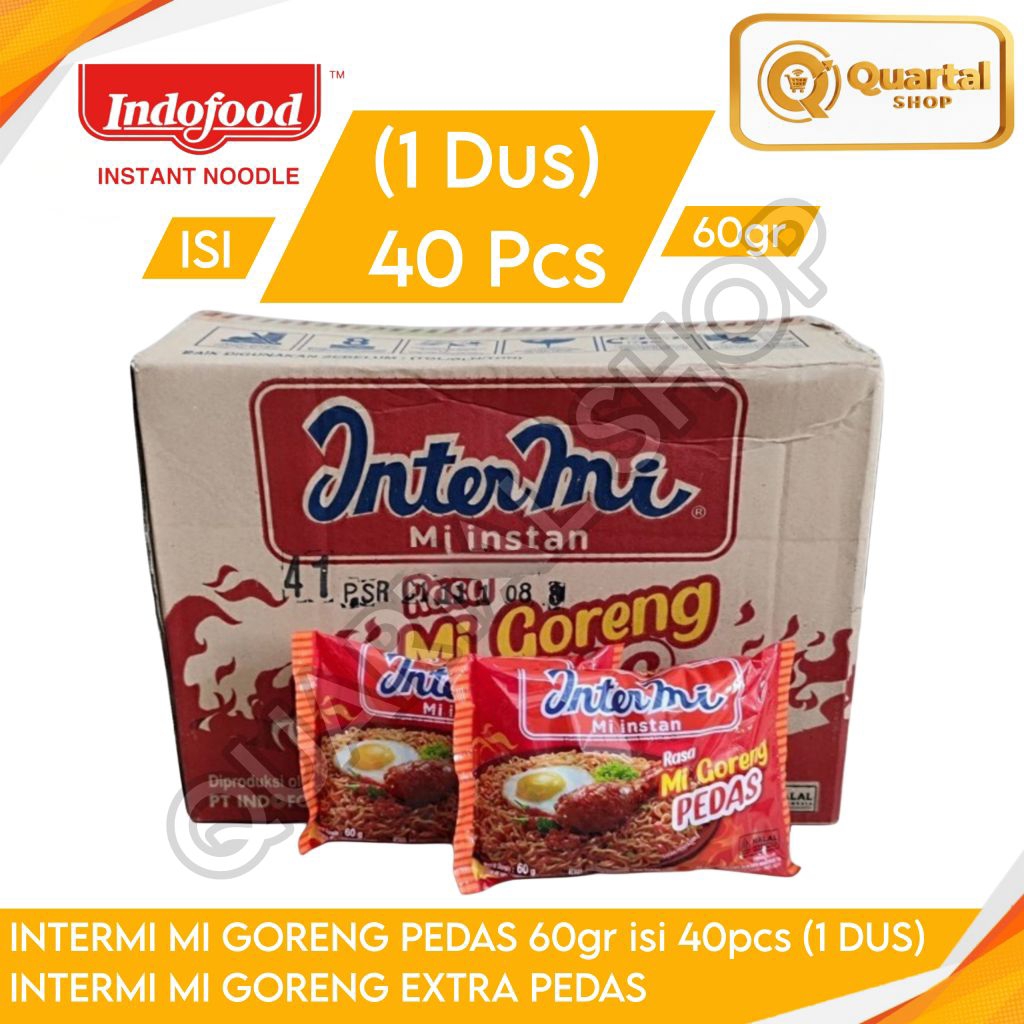 INTERMI Mi Goreng Pedas 60gr isi 40pcs (1 Dus) | Mi Instan Intermi Goreng Pedas | Mi Goreng Pedas In