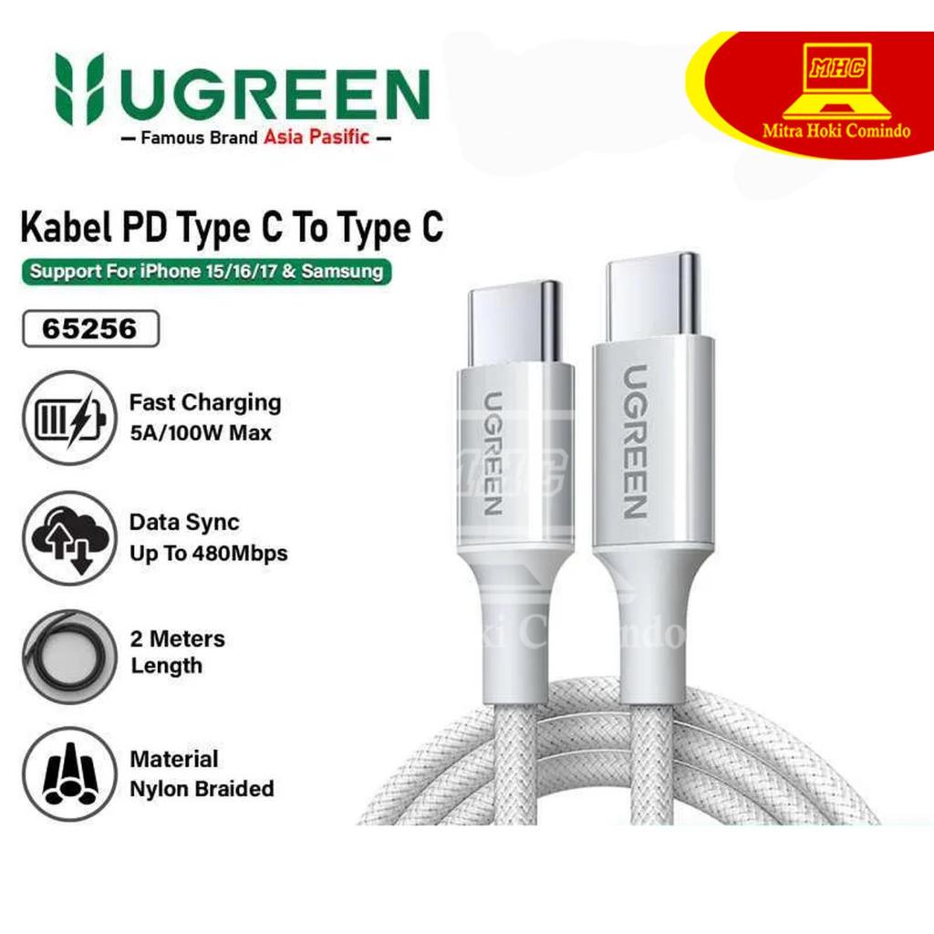 Kabel Data Ugreen Type C To Type C 100W Abs Nylon 2M Titanium PN 65256