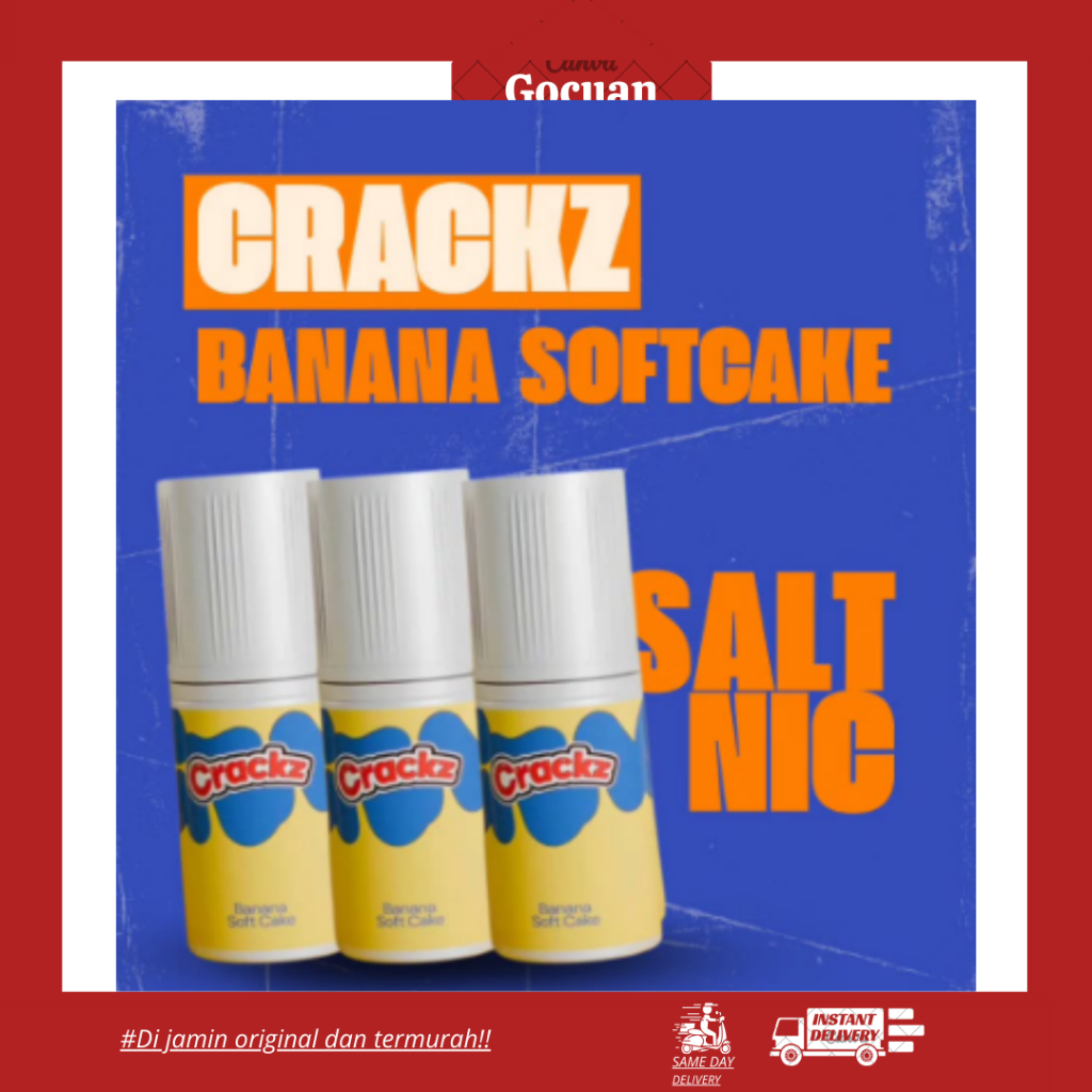 NEW CRACKZ BANANA SOFTCAKE SALTNIC 25MG 30ML BY TETRA INDONESIA 100% ORIGINAL