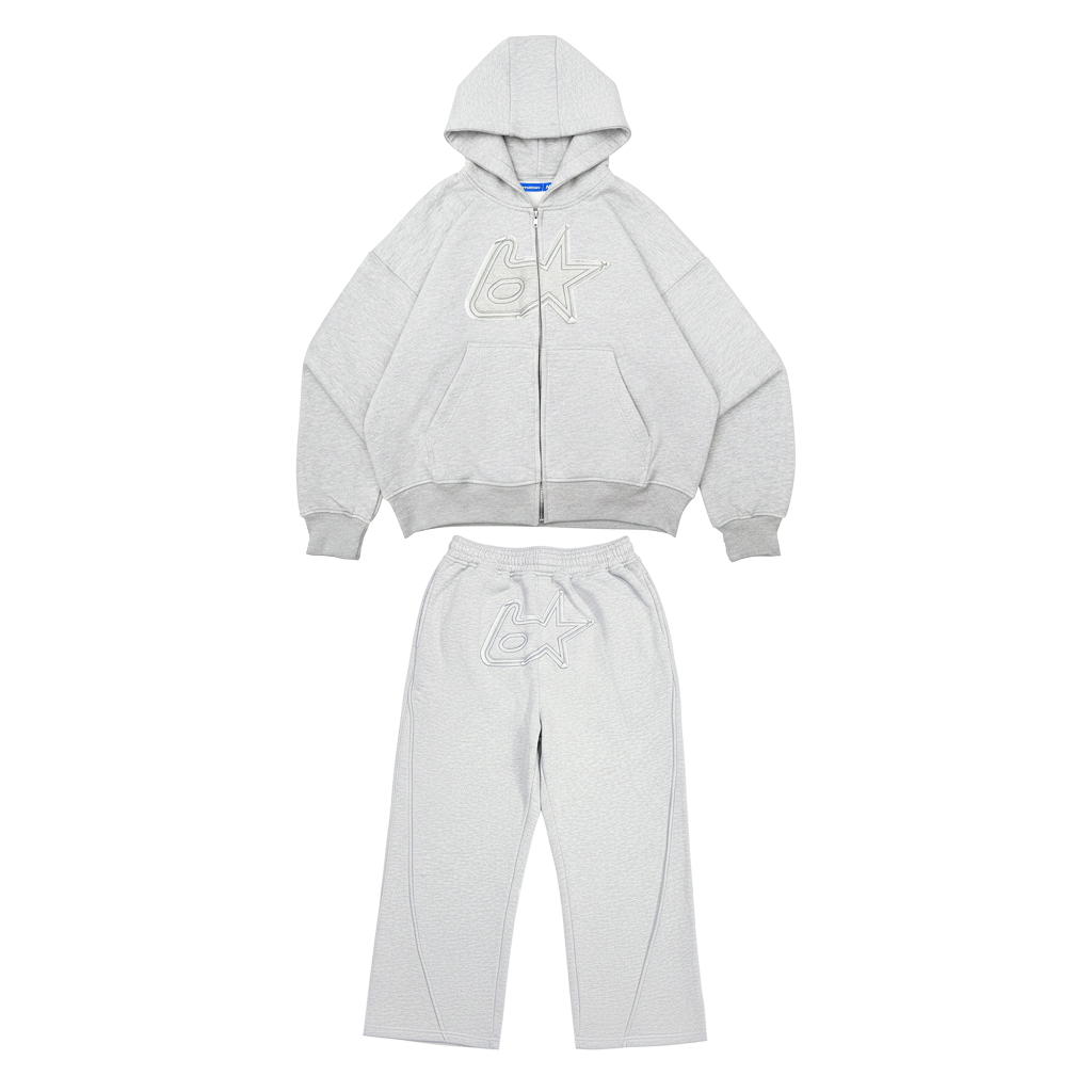 Bitsnbobs Oneset Zipper Hoodie Boxy Baggy Sweatpants Casser Misty