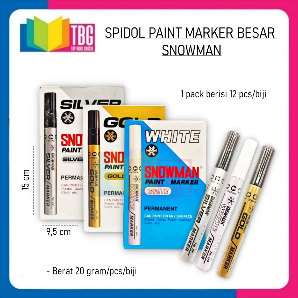 1 PCS SPIDOL PAINT MARKER BESAR SNOWMAN (PERMANENT)/ SPIDOL BESAR SNOWMAN/ SNOWMAN PERMANENT