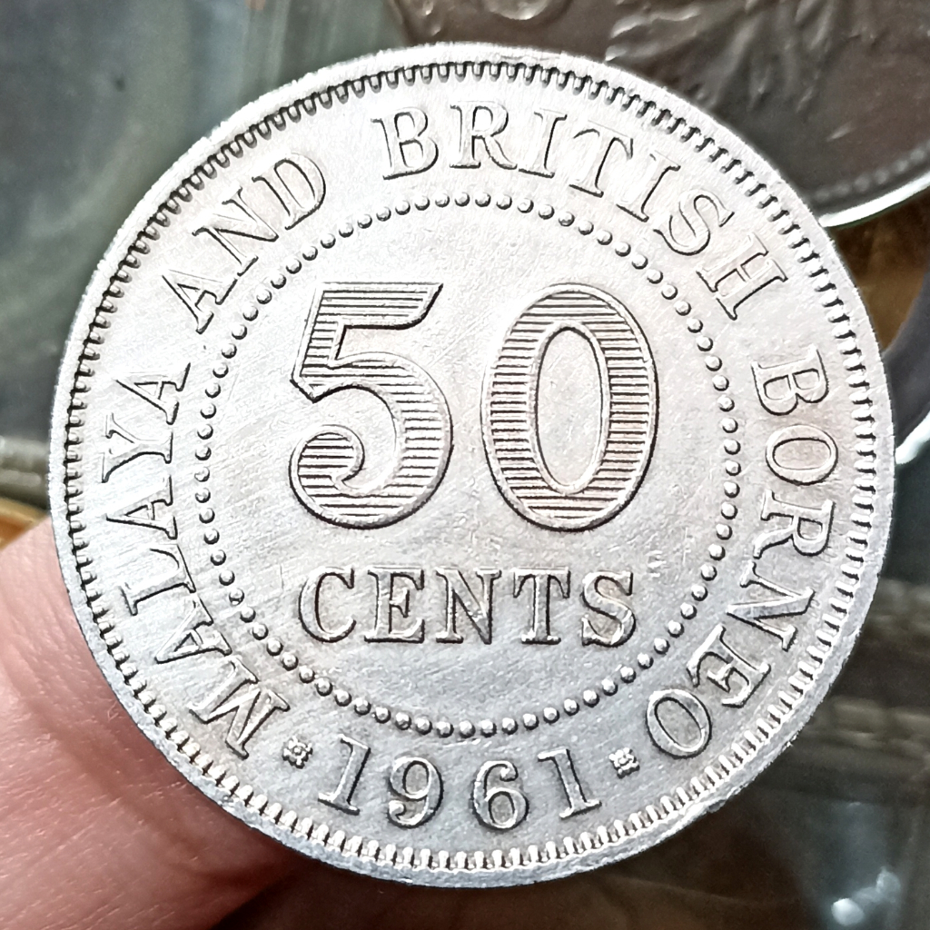 Koin Kuno Malaya and British Borneo (British Malaysia) 50 Cents - Elizabeth II Tahun 1961