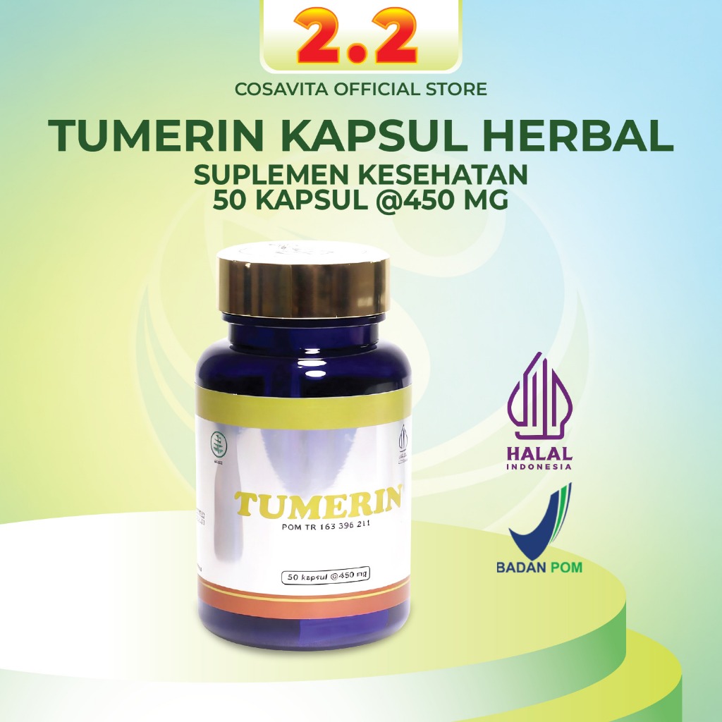 TUMERIN Kapsul Herbal Suplemen Kesehatan 50 Kapsul @450mg | Kunyit BPOM Halal