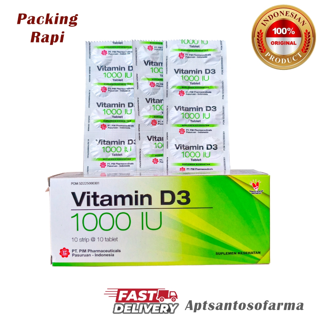 Vitamin D3 1000 IU Strip 10 Tablet | Suplemen Vitamin D