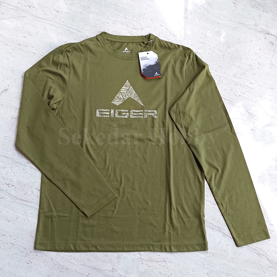 KAOS LENGAN PANJANG EIGER ENTISCH OLIVE ORIGINAL KAUS OUTDOOR PRIA COTTON