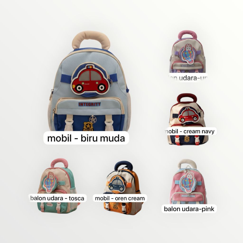 Tas anak paud TK motif mobil tas anak laki laki / perempuan