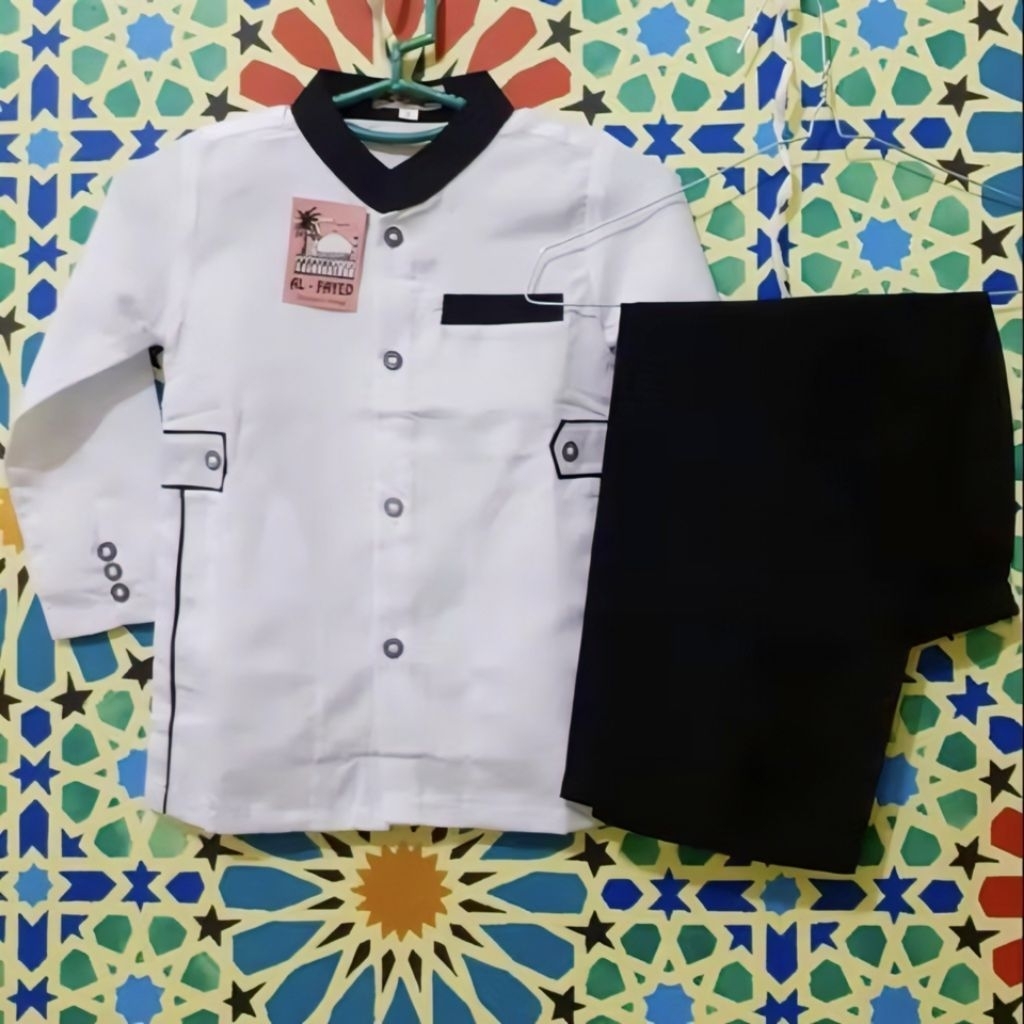 Baju Seragam ngaji warna Putih, setelan baju koko anak