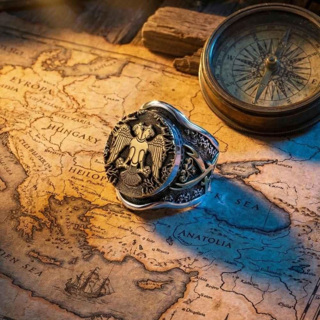 Cincin Perak Kartal Elang Seljuk / Cincin Pedang Dzulfikar Turki Silver 925