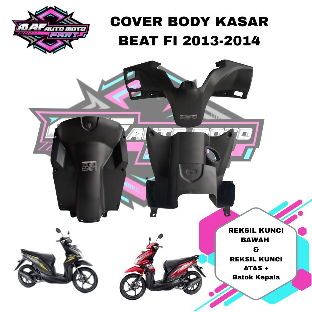 COVER BODI KASAR HONDA BEAT FI PAKETAN DEK KUNCI BAWAH ATAS BATOK BELAKANG HONDA BEAT FI 2013-2014