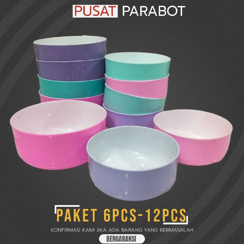 [6PCS-12PCS] Mangkuk Bulat Plastik Saffron Mangkok Makan Warna Cantik Tempat Sajian Makanan