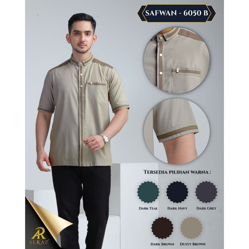 ALRAZ PUTIH-WARNA PENDEK / Koko Alraz / Koko Pria Modern Alraz / Koko Kemeja Alraz/ Baju Koko alraz/