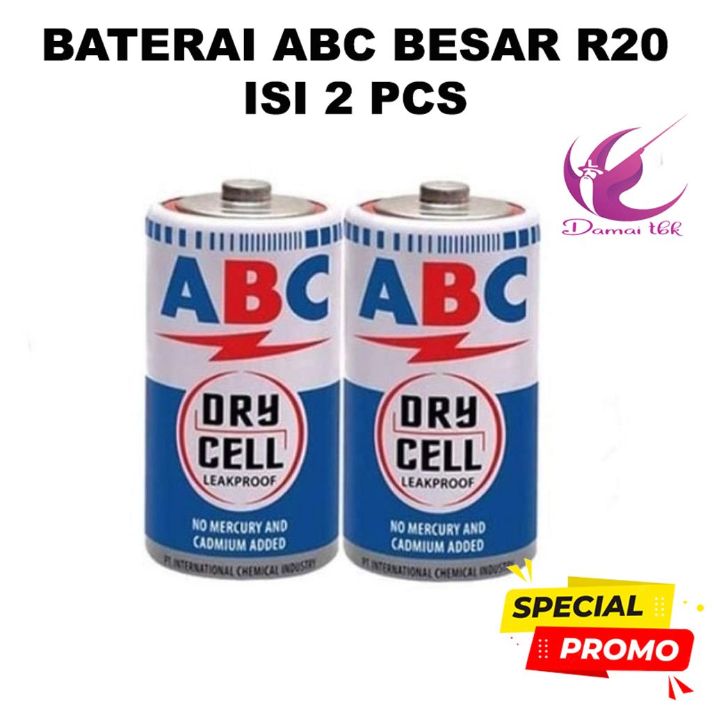 (2Pcs) Baterai ABC Biru Besar Ukuran D R20S