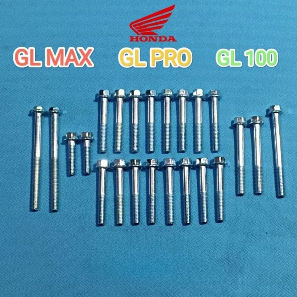 1Set Baut Blok Mesin Kanan Kiri Kopling Magnet Honda GL 100 GL Pro GL Max GL100 GL Pro Max Satu Set 