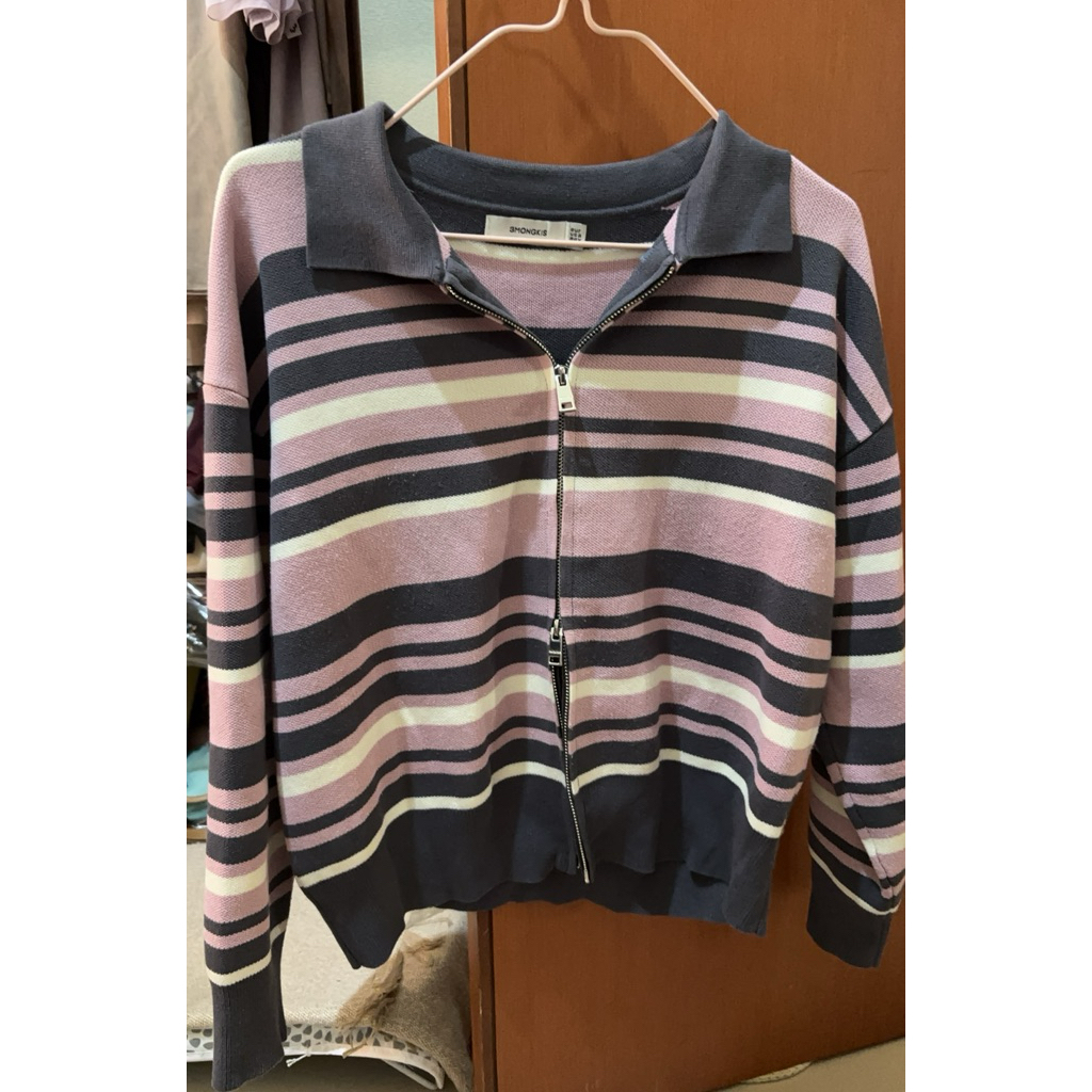 3MONGKIS Selia Zipper Knit - Pink Grey (S/M)