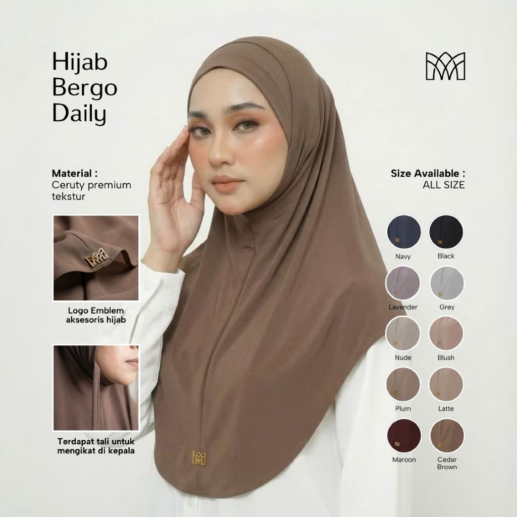Mayang Collection - Hijab Jilbab Bergo Daily Instan Malay Kerudung Wanita Muslim Non Pad Jersey Spor