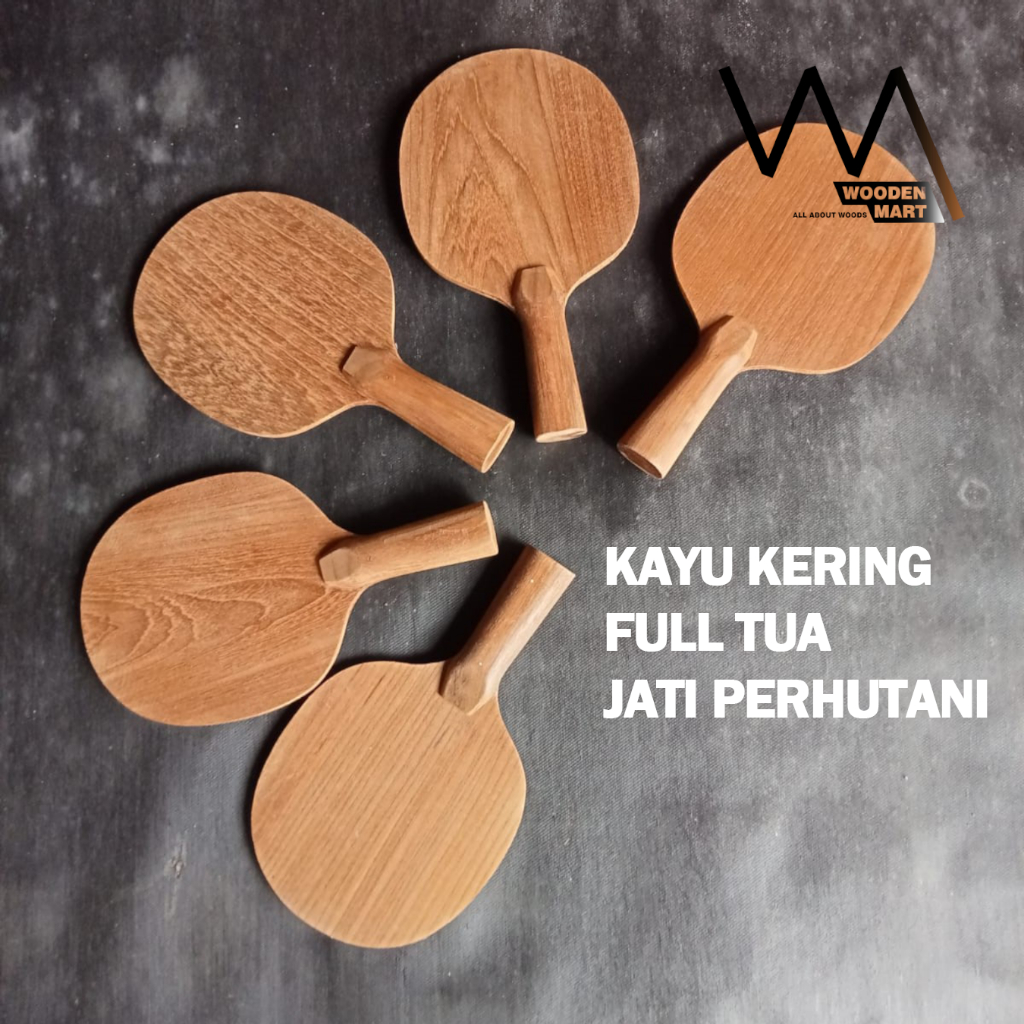 Bet tenis meja kayu jati perhutani jaminan kayu full tua kering dan ringan bet pingpong full jati so