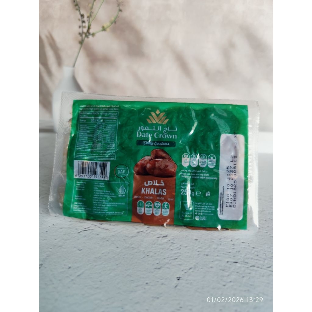 Kurma Khalas Date Crown Termovakum Kemasan 250 gram