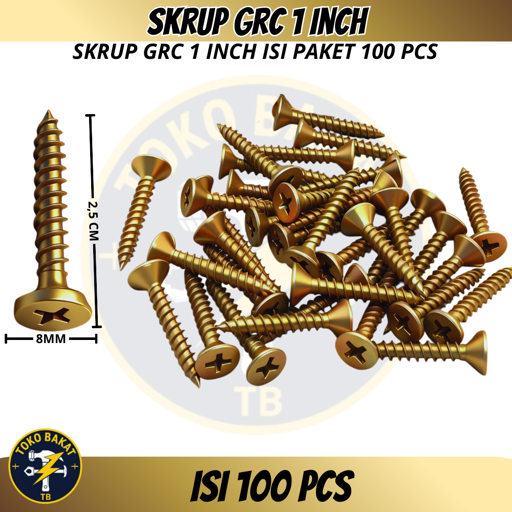 SKRUP GRC UKURAN 1 INCH (2,54cm) PAKET 100 PCS / Skrup GRC Ukuran 1 Inch / Sekrup GRC Tahan Karat / 