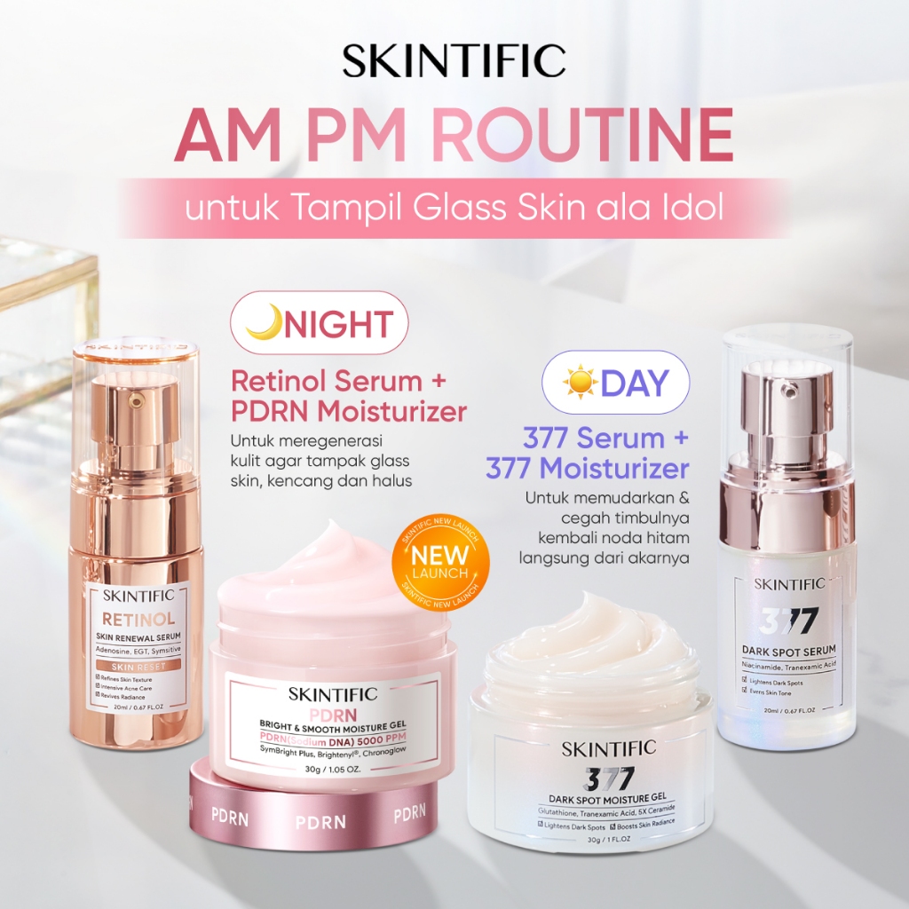 [4PCS]SKINTIFIC Day & Night Skincare Set – Paket Perawatan Wajah – Semua Jenis Kulit –Glass Skin/ Br