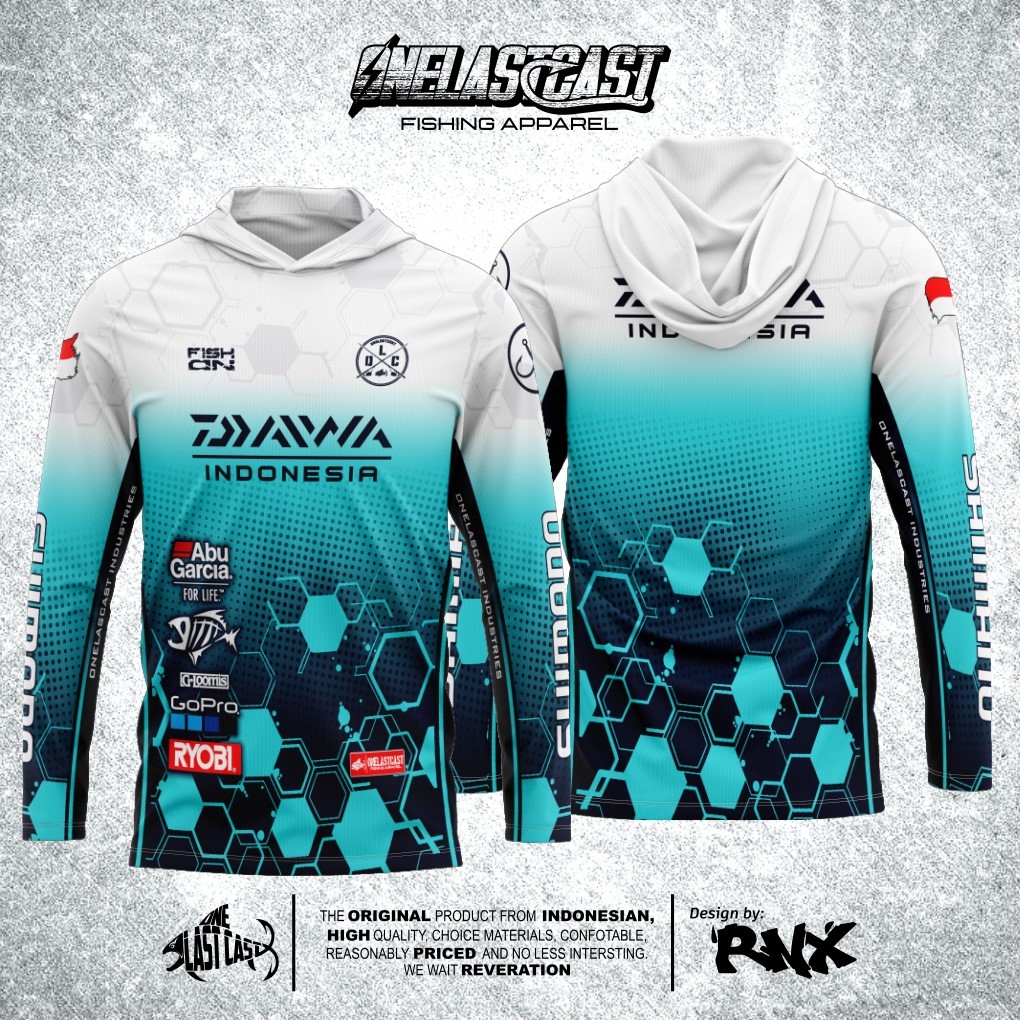 ONELASTCAST JERSEY MANCING DAIWA FISHING BIRU TOSCA MODEL KUPLUK FULLPRINT FREE CUSTOM NAMA
