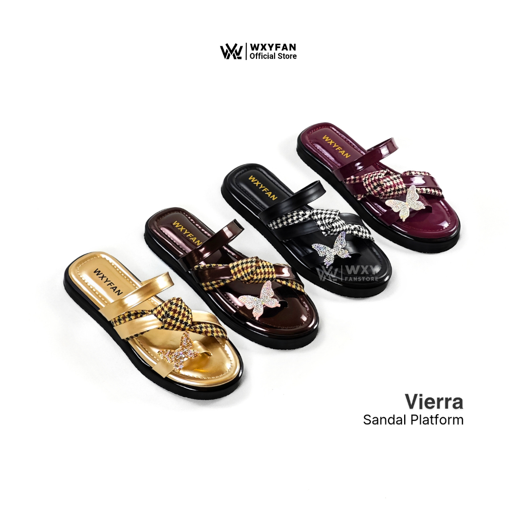 WXYFan Sandal Platform Wanita Korean Style Empuk Lucu Sendal Cewek Kekinian Vierra Series