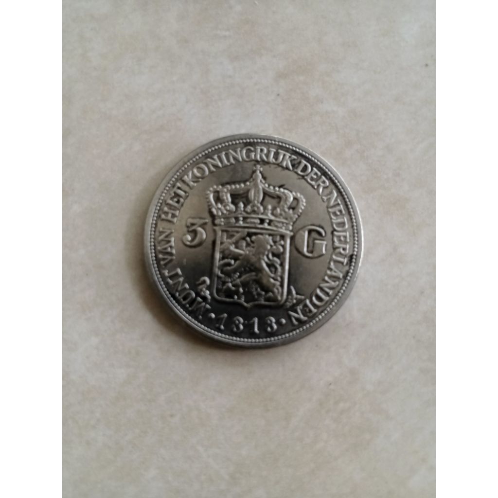 coin kuno Wilhelmina 3 gulden 1818.