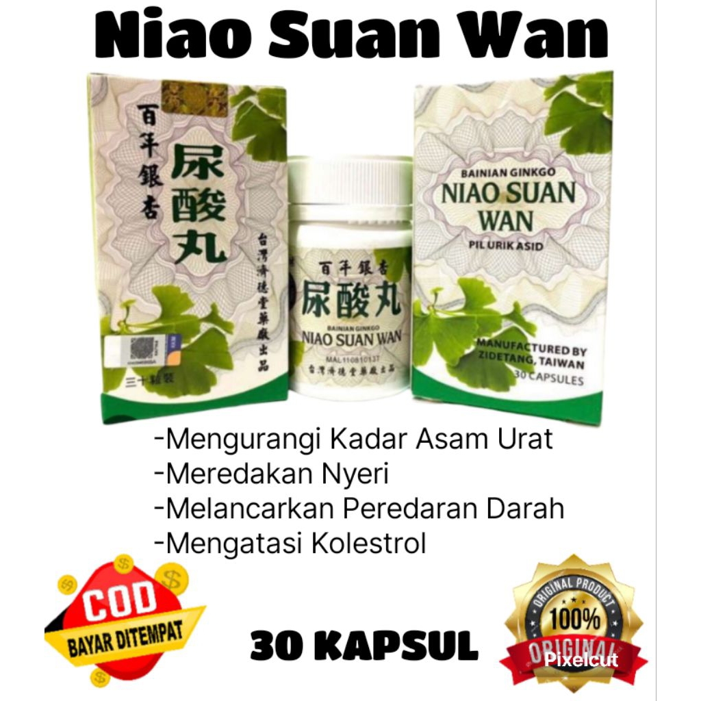 30 Kapsul Obat Herbal Niao Suan Wan Asli untuk Asam Urat