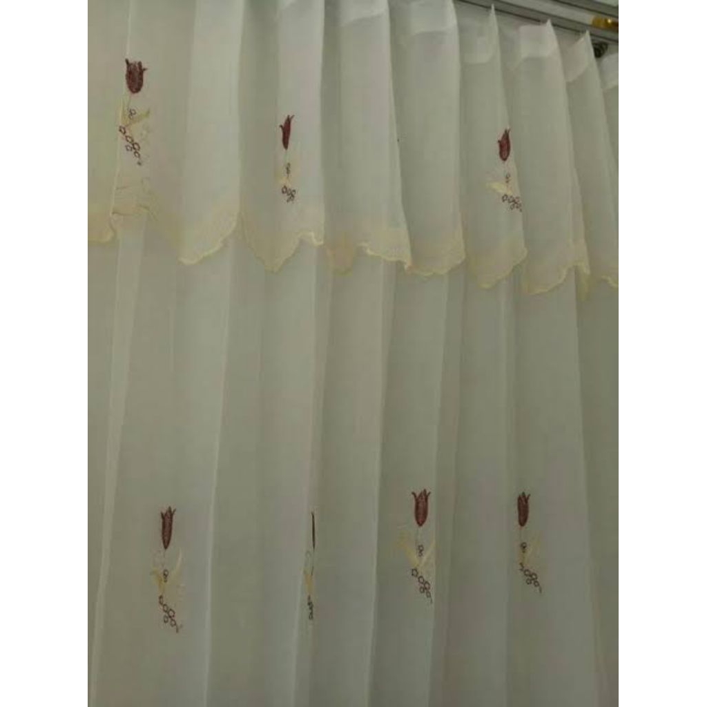 gorden vitrase poni bordir berpa warna 100 x 200cm