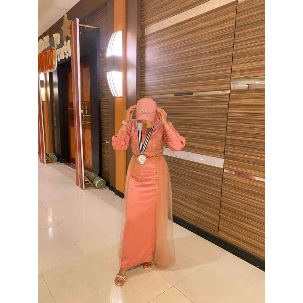 dress hijab promnight pink guava