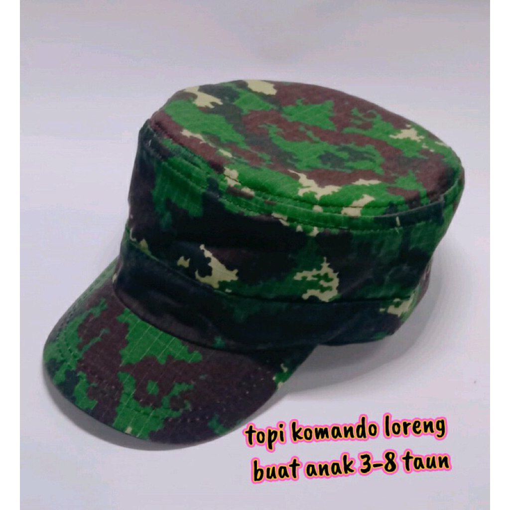 topi komando loreng anak TK SD 3-9 taun/topi alat ribut sekolah motif loreng/loreng auri/loreng Kopa