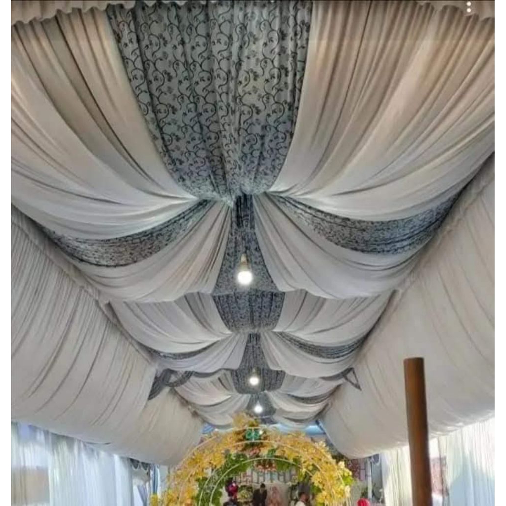 PLAFON TENDA MODEL BALON KOMBINASI BATIK - PLAFON DEKORASI PESTA KOMBINASI KAIN BATIK