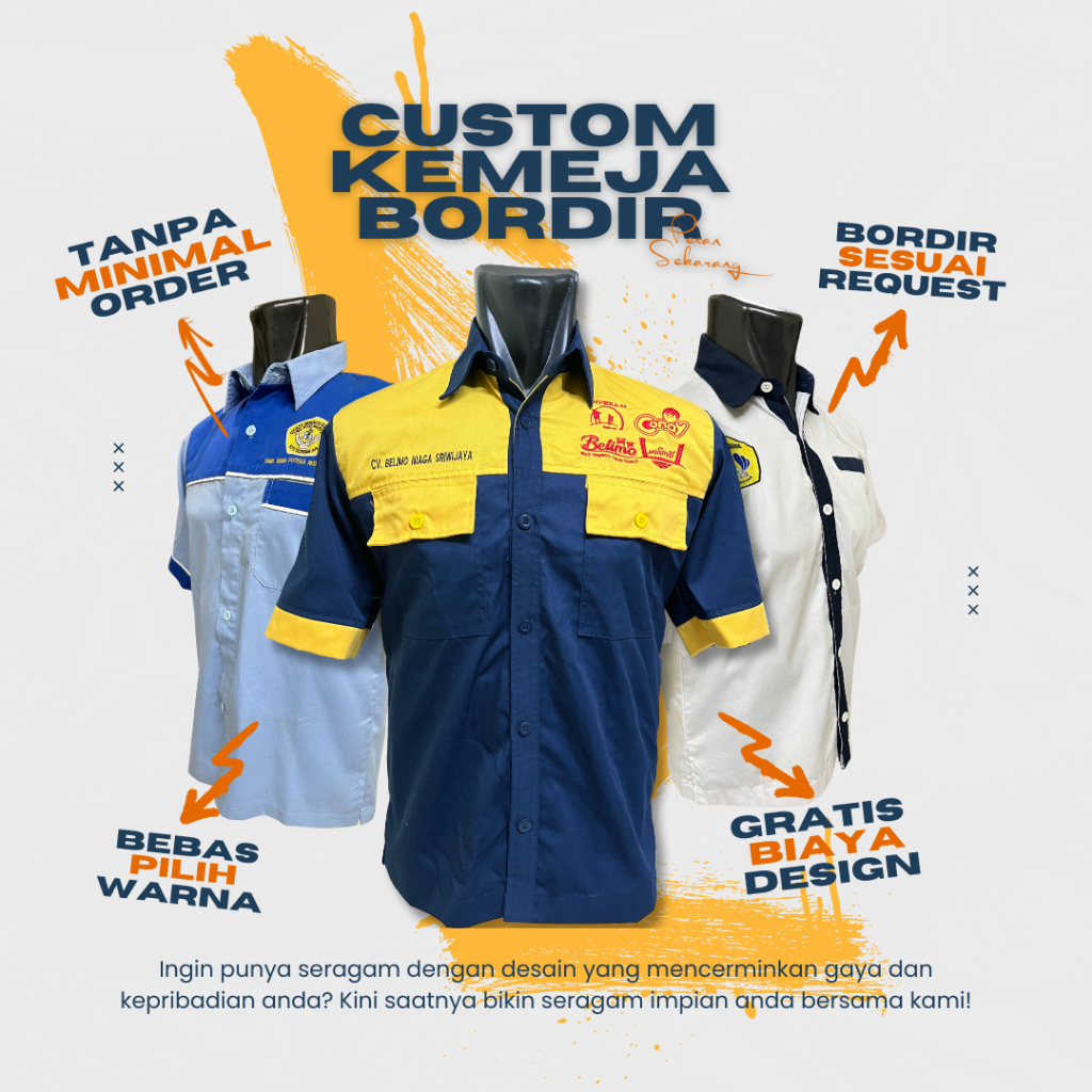 custom kemeja bordir satuan | seragam kerja bordir custom satuan | kemeja bordir custom komunitas