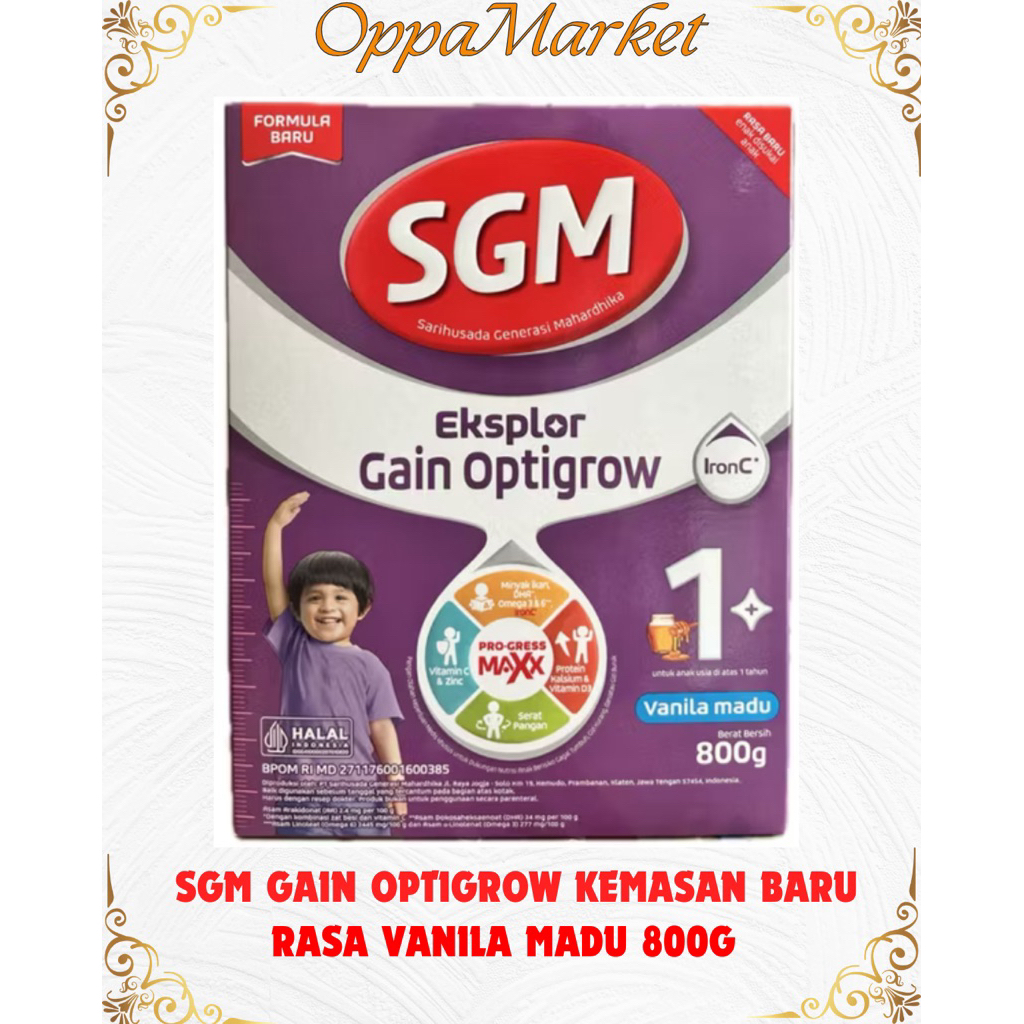 SGM Gain OptiGrow Susu Formula Pertumbuhan Anak Rasa Vanila Madu 800 g