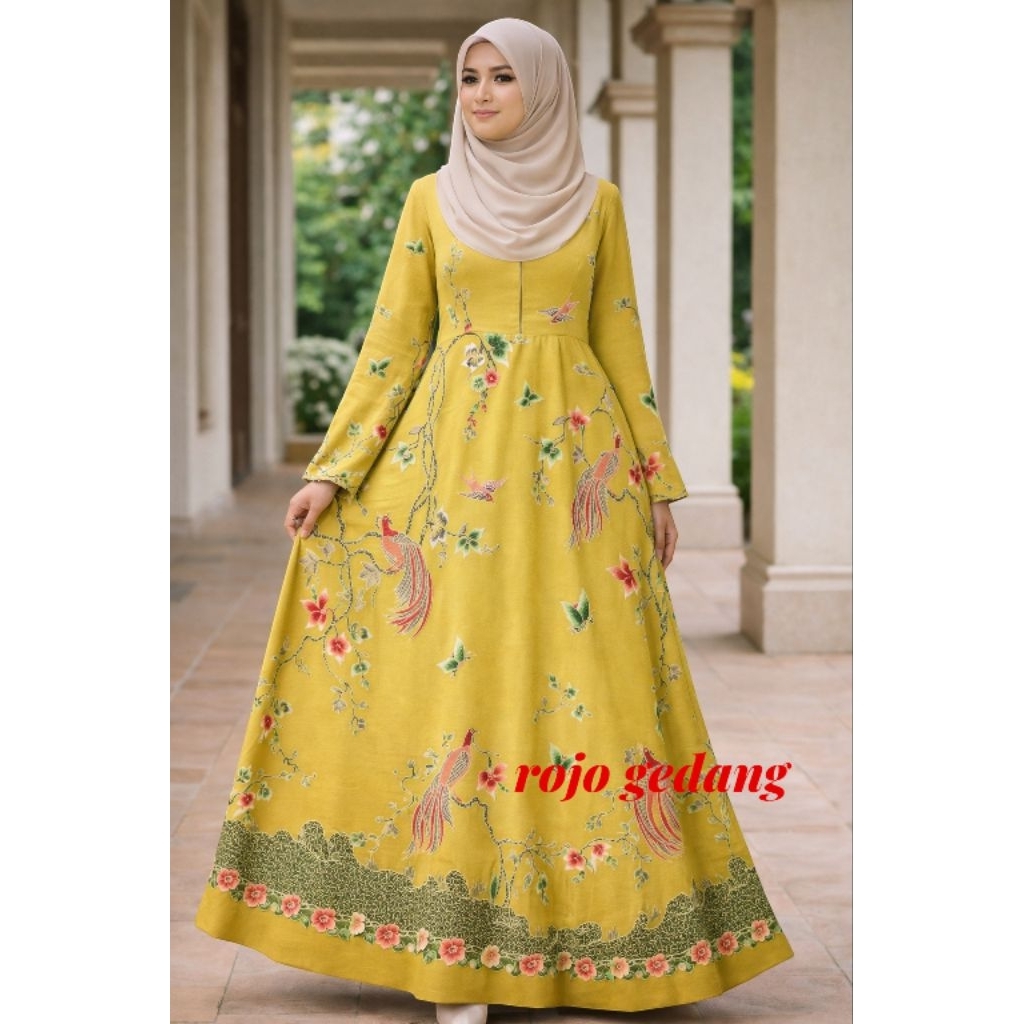 gamis batik wanita modern terbaru mewah elegan gamis kondangan simple