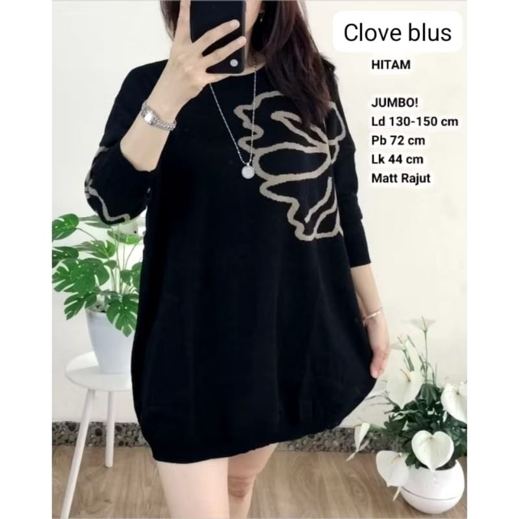 CLOVE BLUS.BLOUSE JUMBO WANITA LD 130-150 SIZE XXXL RAJUT PREMIUM MOTIF TERBARU PAKAIAN WANITA BAJU 