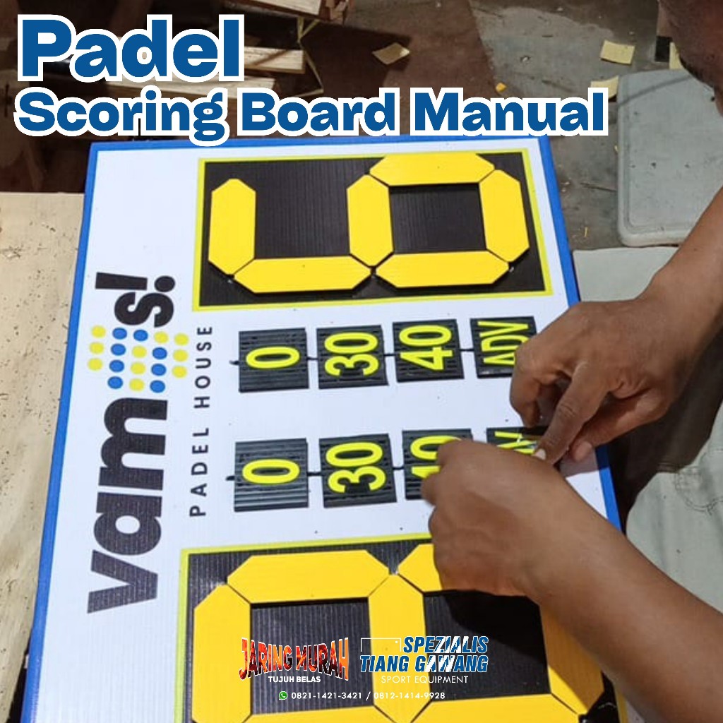 Papan Skor Padel Manual 60x40 cm – Scoreboard Lapangan Padel | Gratis Pengaman Siku