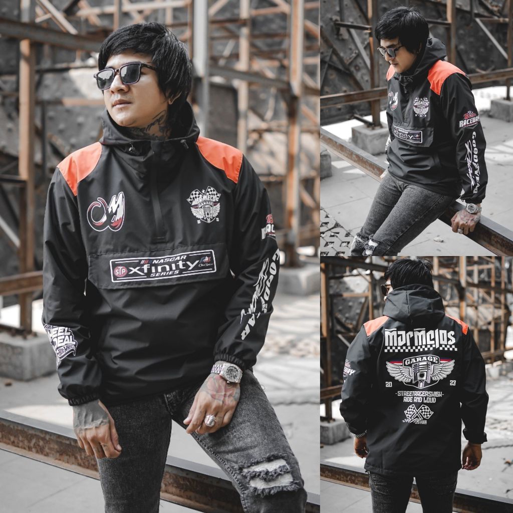 Jaket Cagoule Nascar Garage 100% Original Marmerlos Taslan ZN Furing Hyget Unisex Pria Wanita Waterp