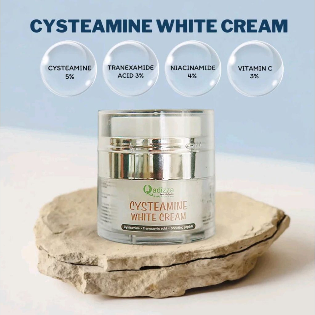 QADIZZA CYSTEAMINE 5% WHITE CREAM { Efektif Memudarkan Flek Hitam Dan Aman Di Gunakan Jangka Panjang