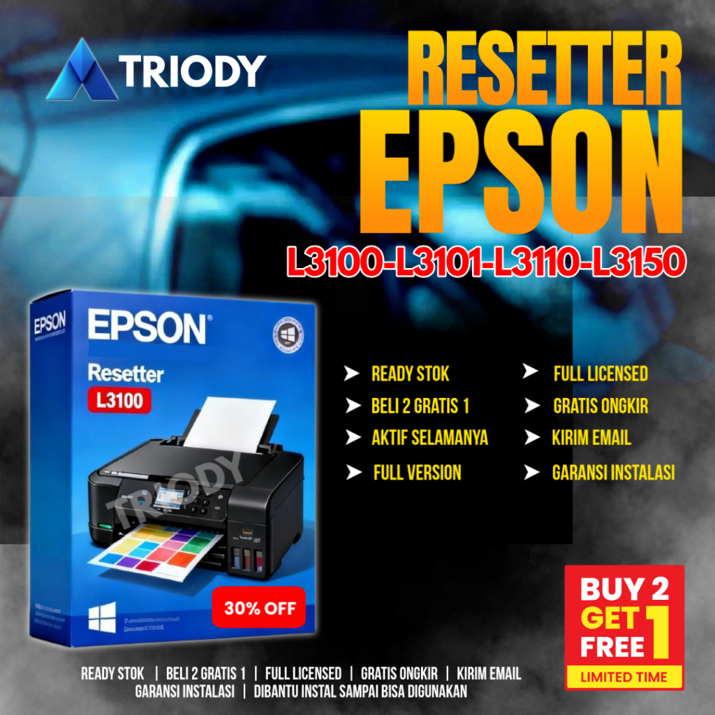 Resetter Epson L3110, L3100, L3150, L3001 dan Cara Menggunakannya | Reset Printer Epson