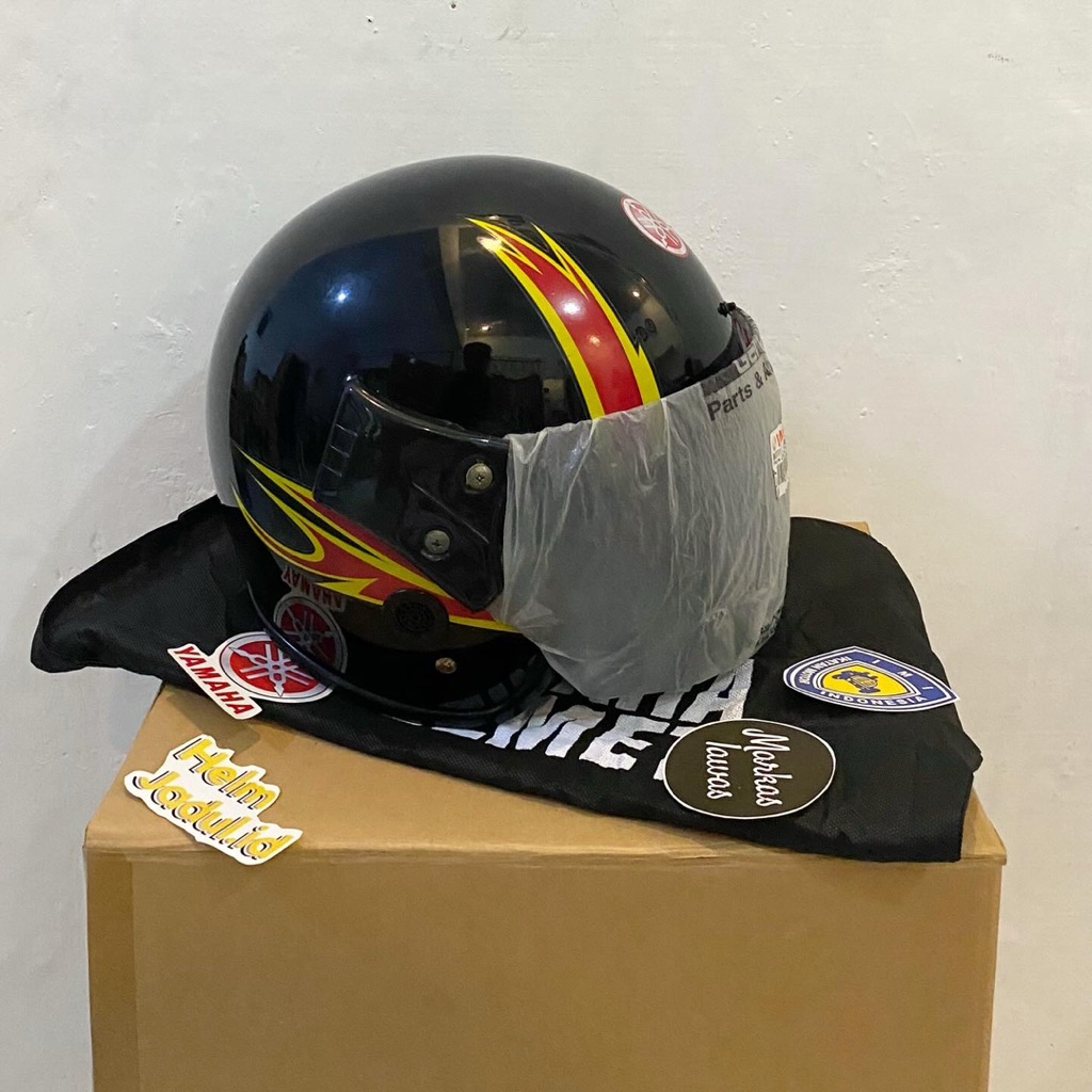 HELM YAMAHA JADUL API HITAM KACA SECOND ORIGINAL