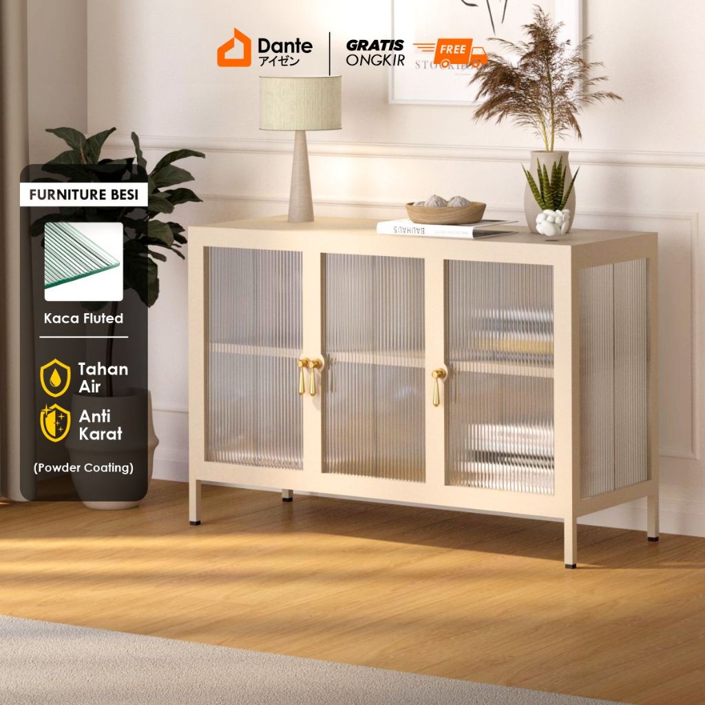 Dante Kabinet Besi Minimalis / Sideboard Besi Bufet Kaca - EISEN SB 100